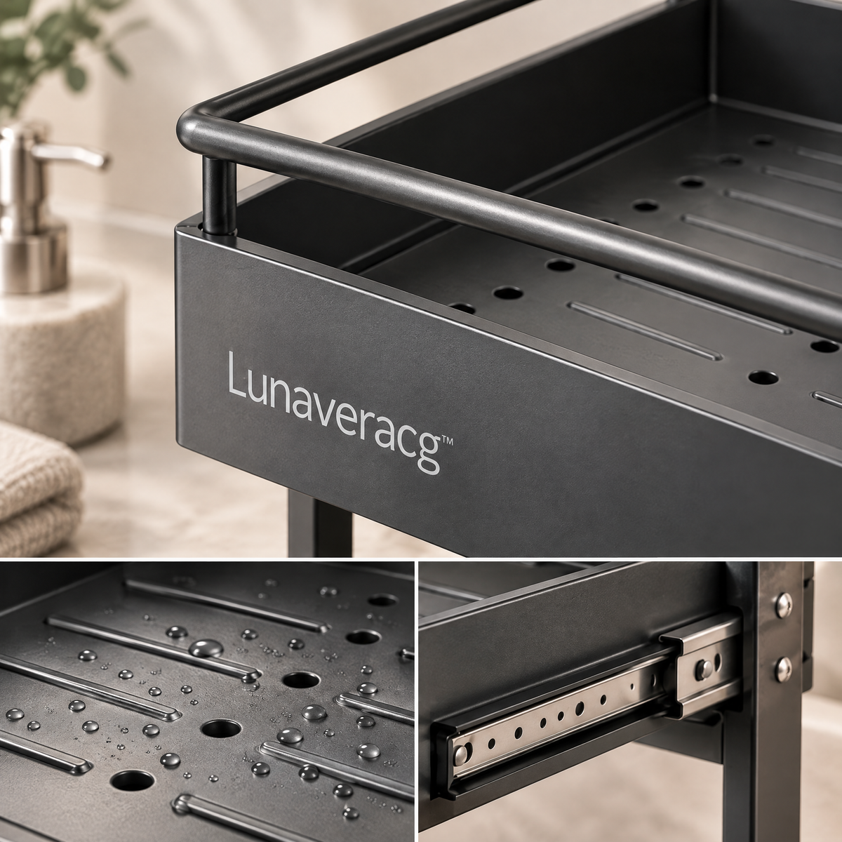 Lunaveracg™ 2-Tier Pull-Out Under-Sink Organizer | Sliding Bathroom Cabinet Storage Rack with Quick-Drain Shelves