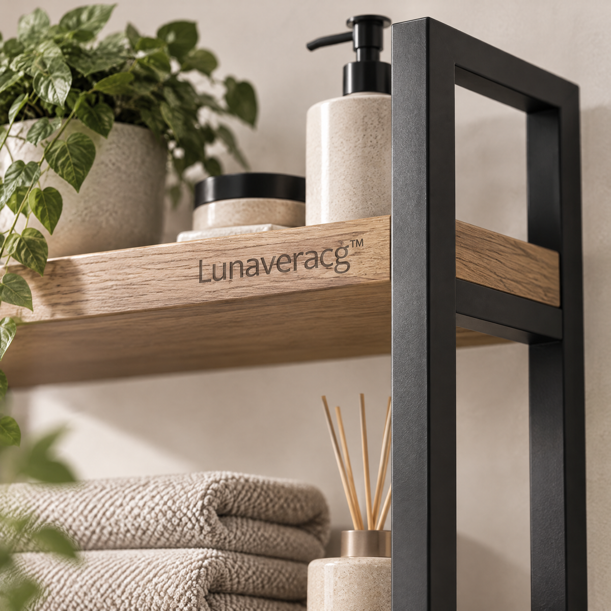 Lunaveracg™ Over-the-Toilet Storage Rack | 3-Tier Bathroom Organizer with Wood Shelves & Rust-Resistant Metal Frame