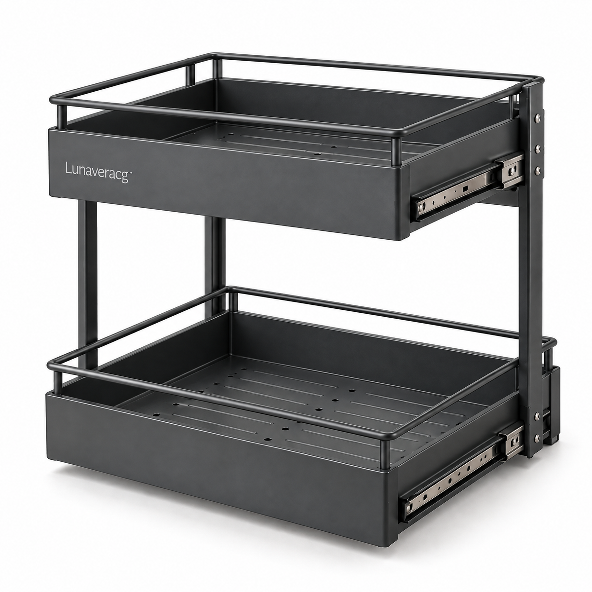 Lunaveracg™ 2-Tier Pull-Out Under-Sink Organizer | Sliding Bathroom Cabinet Storage Rack with Quick-Drain Shelves