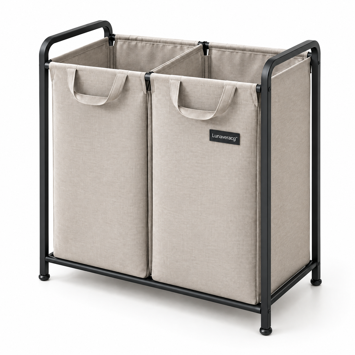 Lunaveracg™ Dual Compartment Laundry Hamper | 2-Section Fabric Laundry Sorter with Rust-Resistant Metal Frame